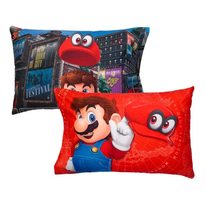 Super Mario Full Sheet Set, Gaming Bedding, Gray and Red, Nintendo