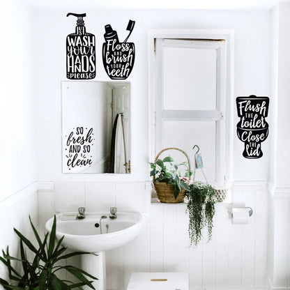 RoomMates Wash Your Hands Black Quote Peel and Stick Wall Decals, 7.42 in x 16.68 in, Adult