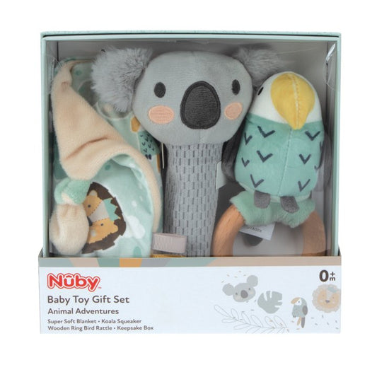 Nuby Animal Adventures Baby Toy Gift Set for Babies, 3 Count