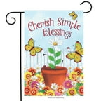 Cherish Simple Blessing Inspirational Garden Flag Spring Floral 12.5" x 18"