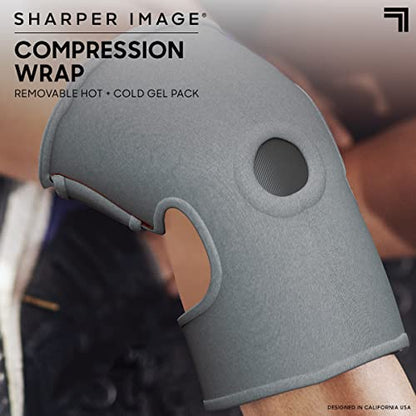 Sharper Image Compression Wrap with Removable Hot & Cold Gel Pack, Easy Adjust Straps, Multi-Area Design for Use on Elbows, Knees, Back, Stomach & More, Enhanced Pain Relief & Recovery Post-Workout