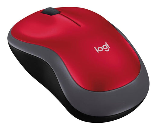 Logitech M185 Wireless Mouse, 2.4GHz with USB Mini Receiver, 12-Month Battery Life, 1000 DPI Optical Tracking, Ambidextrous, Compatible with PC, Mac, Laptop - Red