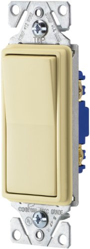 EATON Wiring 7501A-L 15-Amp, 120-Volt Standard Grade Single Pole Decorator Switch, Almond