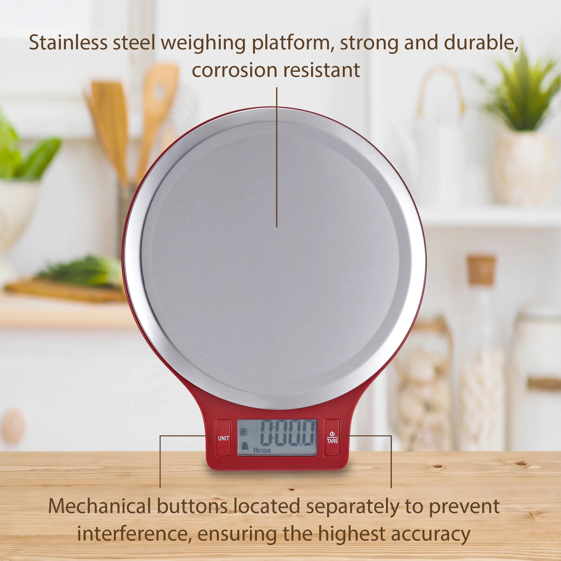 Mainstays Round Stainless Steel Digital Kitchen Scale Red Realmdrop Shop