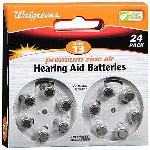 Walgreens Hearing Aid Batteries, Zero Mercury, #13 24 ea