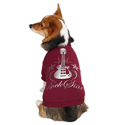 Casual Canine Rock Star Tee for Pets, X-Large Deep Raspberry