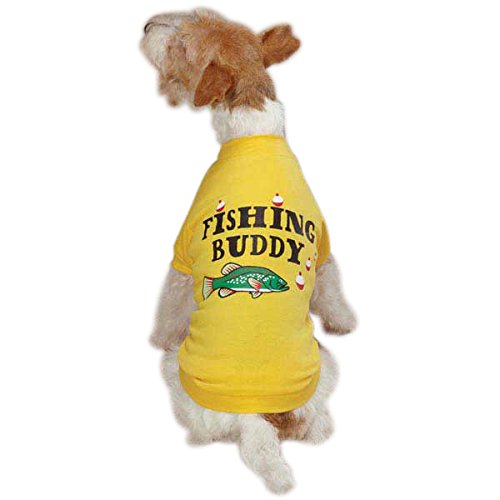 Zack & Zoey Poly/Cotton Fishing Buddy Dog Tee, Medium, Yellow