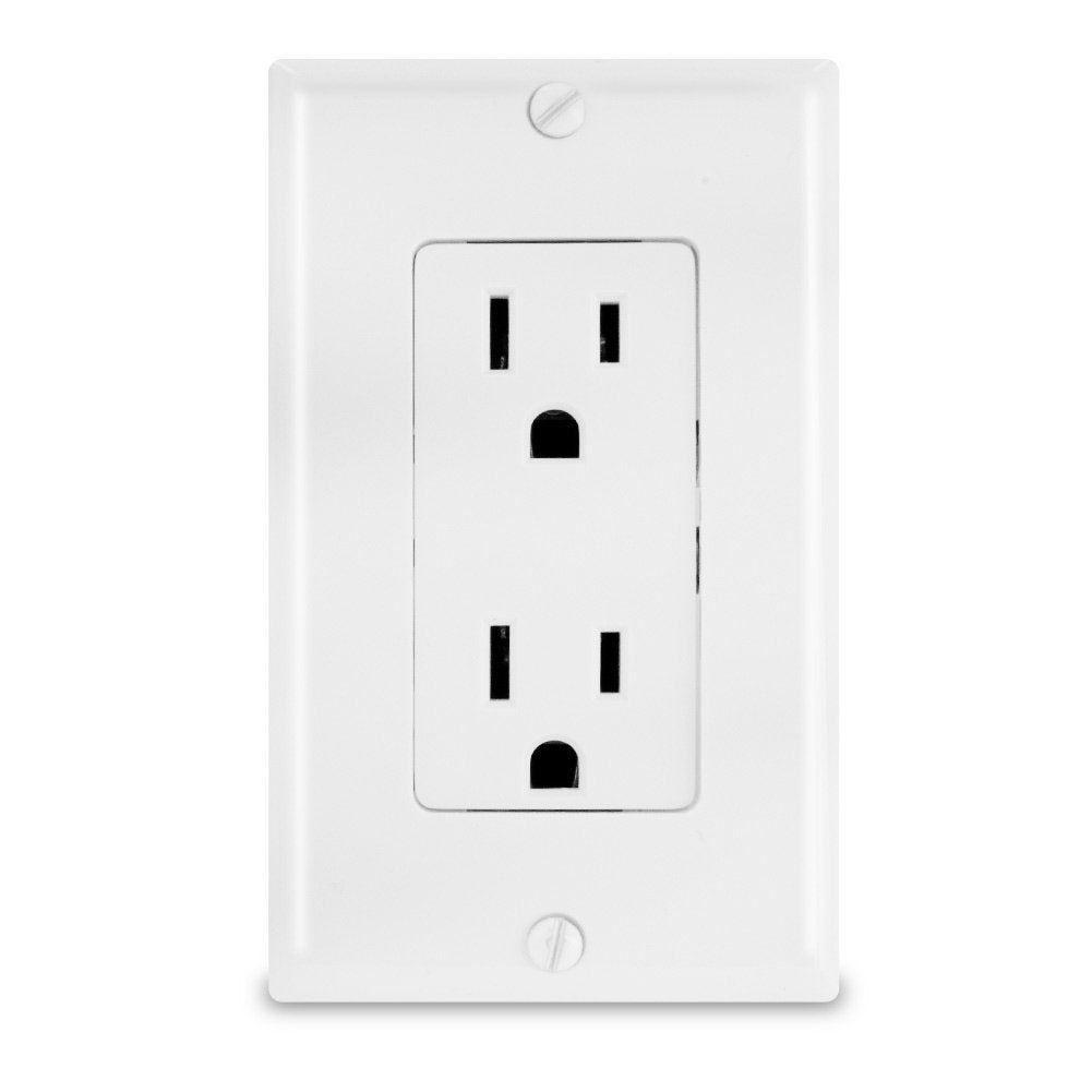 Designers Edge 15Amp White Receptacle with Wall Plate