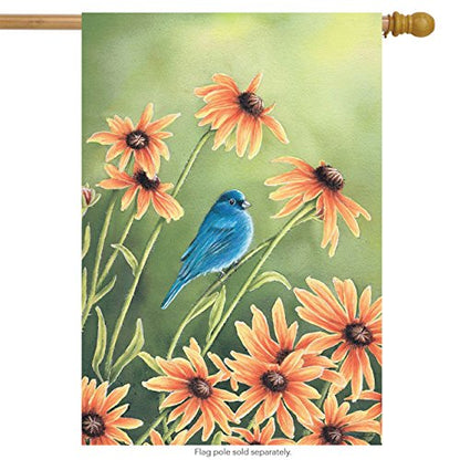 Bluebird & Flowers XL Decorative House Flag Rain or Shine 28" X 40"NEW