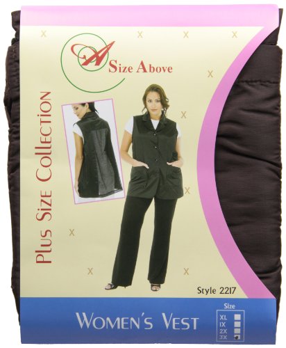 A Size Above Plus Size Vented Mesh Back Salon Stylist Vest, Chocolate Brown, 3X