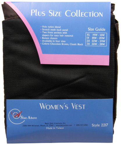 A Size Above Plus Size Vented Mesh Back Salon Stylist Vest, Chocolate Brown, 3X