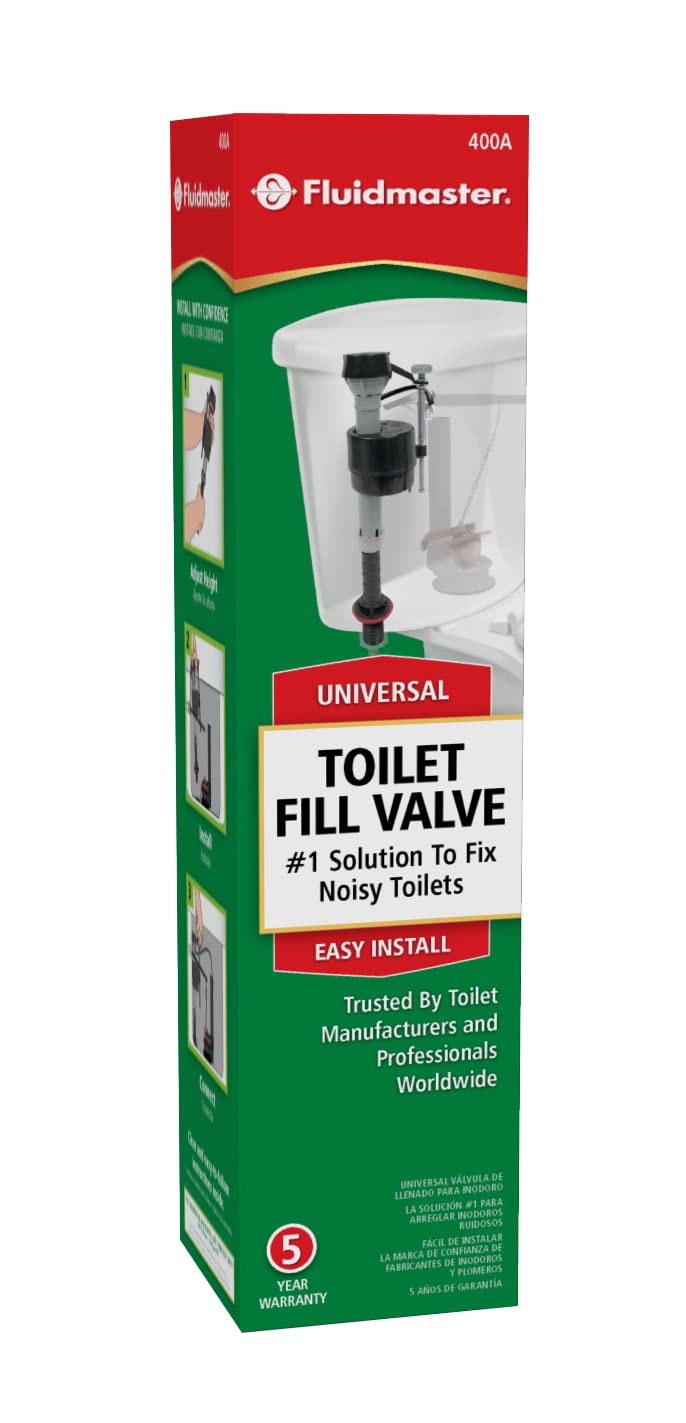 Fluidmaster 400A Anti-Siphon Universal Toilet Tank Fill Valve,Black