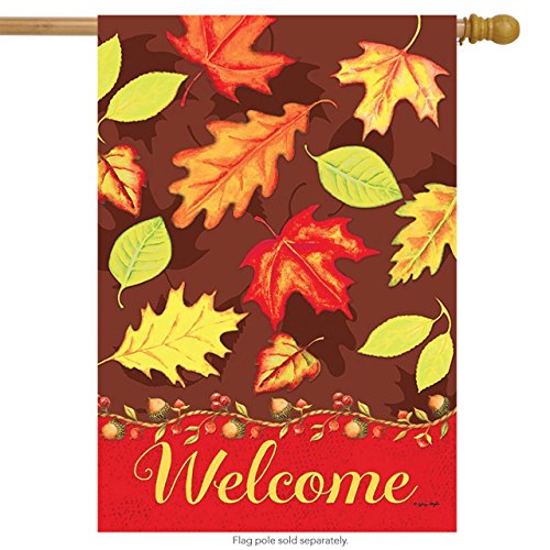 Welcome .. Autumn Leaves Large Porch Flag 28" X 40"