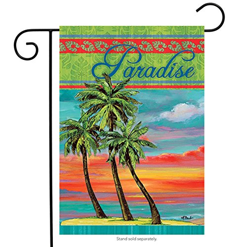 Rain or Shine Small Garden Art Flag"Paradise" Palm Tree Beach #0756168 12.5" x 18"