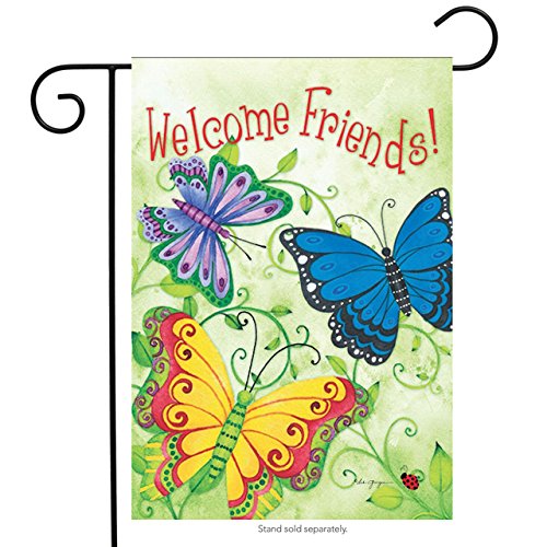 Rain or Shine Butterfly Welcome Friends Spring Garden Flag Floral Butterflies 12.5" x 18"