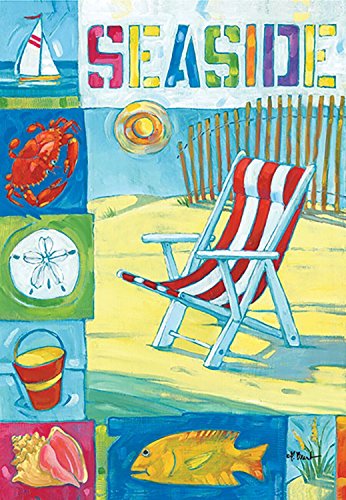 Rain or Shine Small Garden Art Flag "Seaside" Beach Chair #0756173 12.5" x 18"