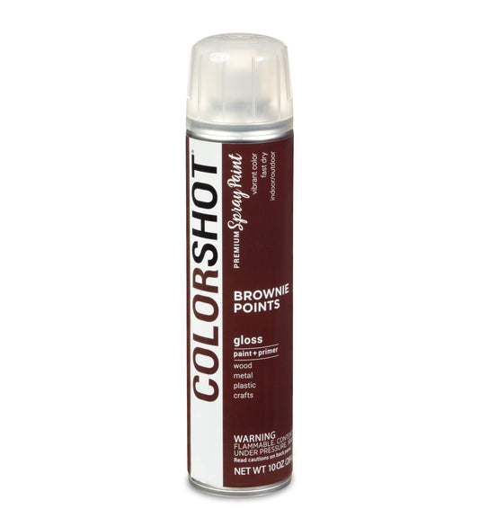 COLORSHOT Gloss Spray Paint, Brownie Points (Dark Brown), 10 oz