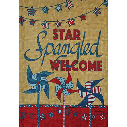 Rain or Shine 3.33-ft x 2.33-ft Patriotic House Flag - Star Spangled Welcome