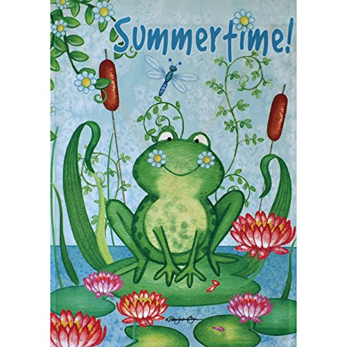 Rain or Shine 1.04-ft W x 1.5-ft H Frogs Garden Flag