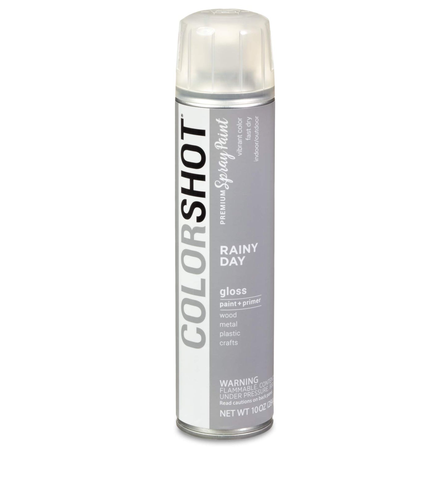 COLORSHOT Gloss Spray Paint, Rainy Day (Grey), 10 oz