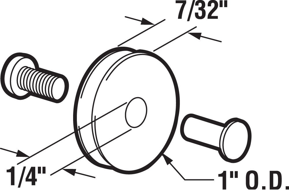 Prime-Line B 551 1 In. Nylon Screen Door Roller Assembly, Air Control (2 Pack)