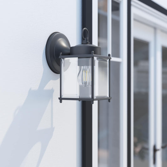 Portfolio 1-Light 8.25-in Black Outdoor Wall Light