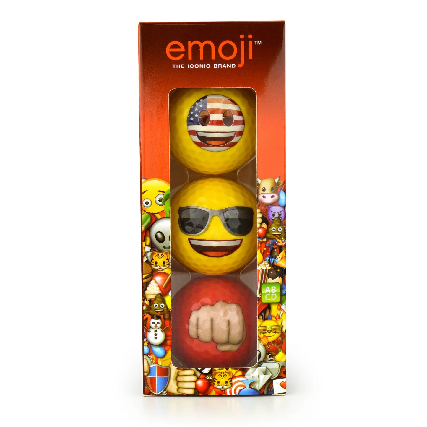 Emoji Golf Balls 3 Pack USA Flag Face, Shades, Fist Pump