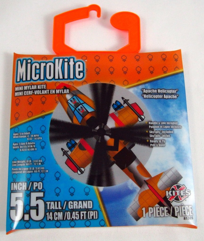 X-Kites Microkite Mini Mylar 5.5inches Kite: Apache Helicopter