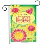 Rejoice Spring Garden Flag Inspirational 12.5" x 18" Rain or Shine