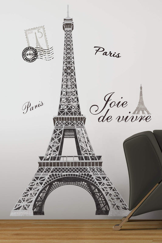 RoomMates RMK1576GM Paris Eiffel Tower Peel and Stick Wall Decal 55.75 inch x 32.5 inch