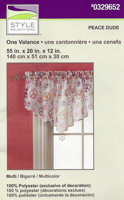 Style Selections 20-in L Multicolor Peace Dude Ascot Valance Item# 329652 Model#X266015VALZ UPC#047724288734