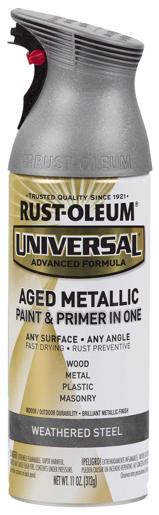 Rust-Oleum 285073 Universal All Surface Aged Metallic Spray Paint, 11 oz, Weathered Steel