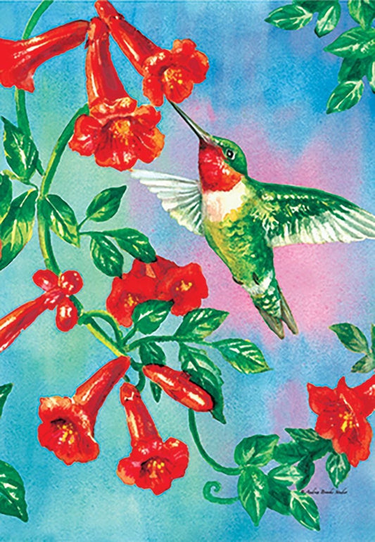 HUMMINGBIRD GARDEN FLAG