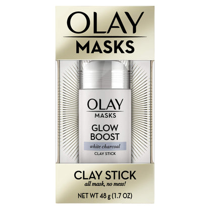 Face Masks by Olay, Clay Charcoal Facial Mask Stick, Glow Boost White Charcoal, 1.7 Oz