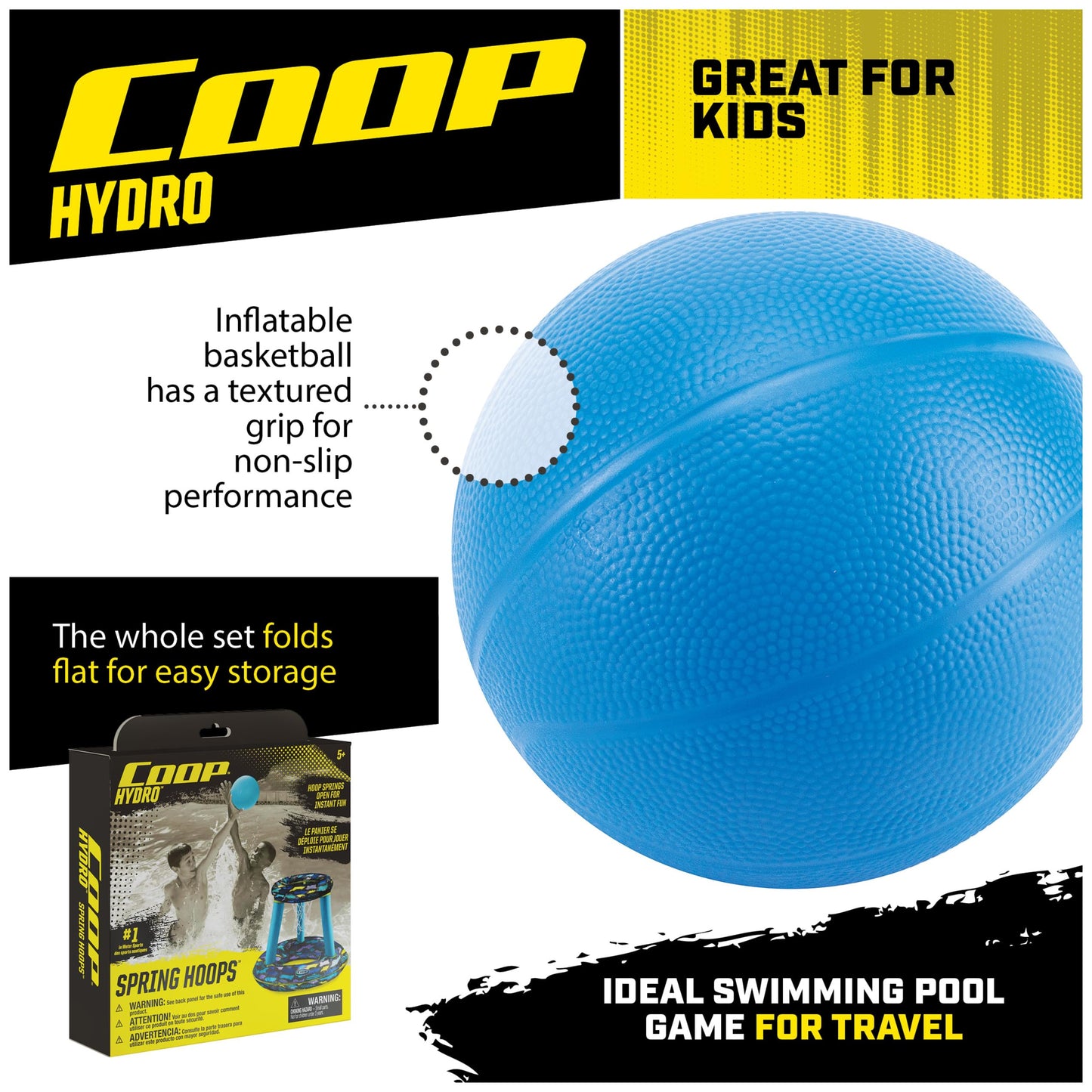 SwimWays COOP Hydro Spring Hoops, Pool Toy, Inflatable Pool Game Basketball Set