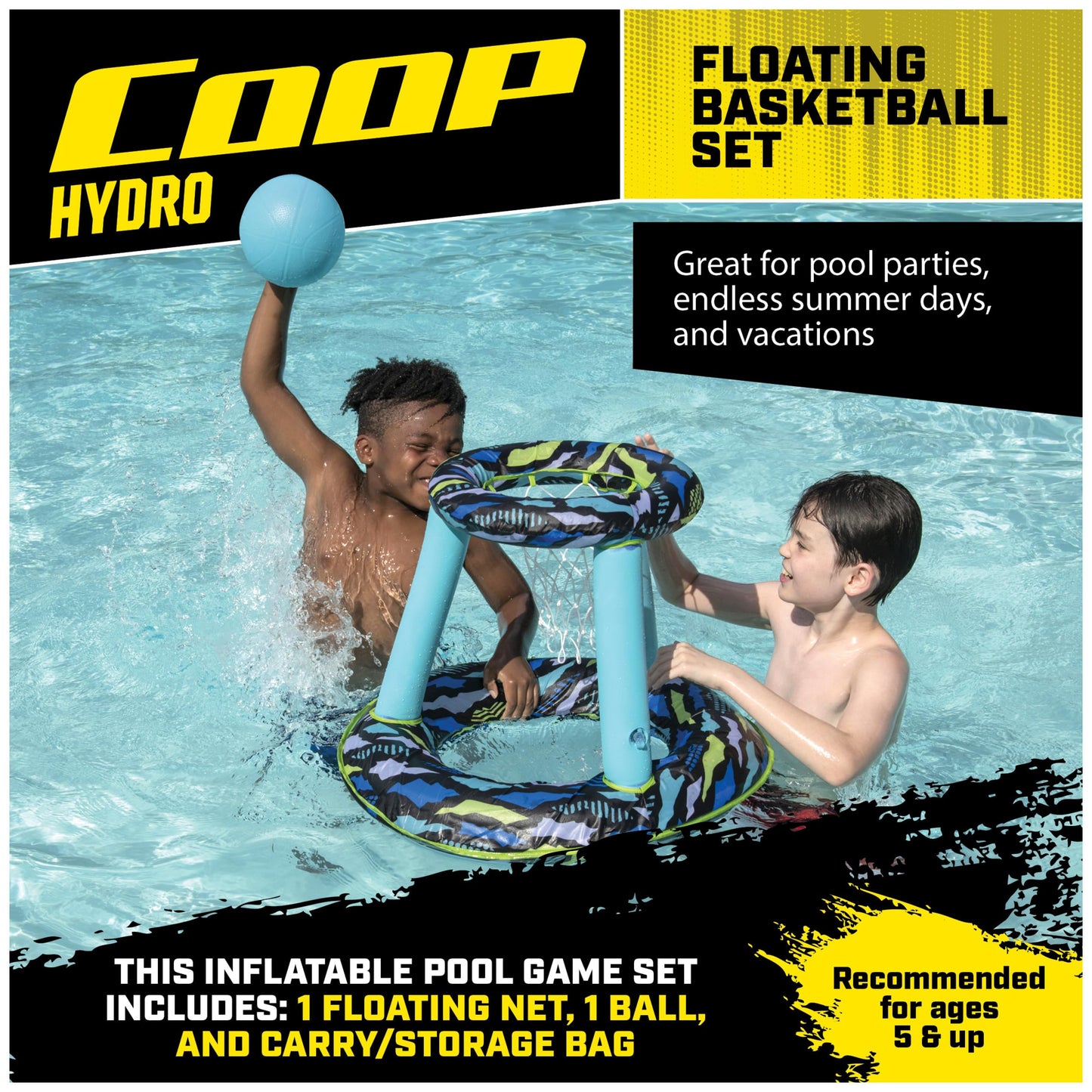 SwimWays COOP Hydro Spring Hoops, Pool Toy, Inflatable Pool Game Basketball Set