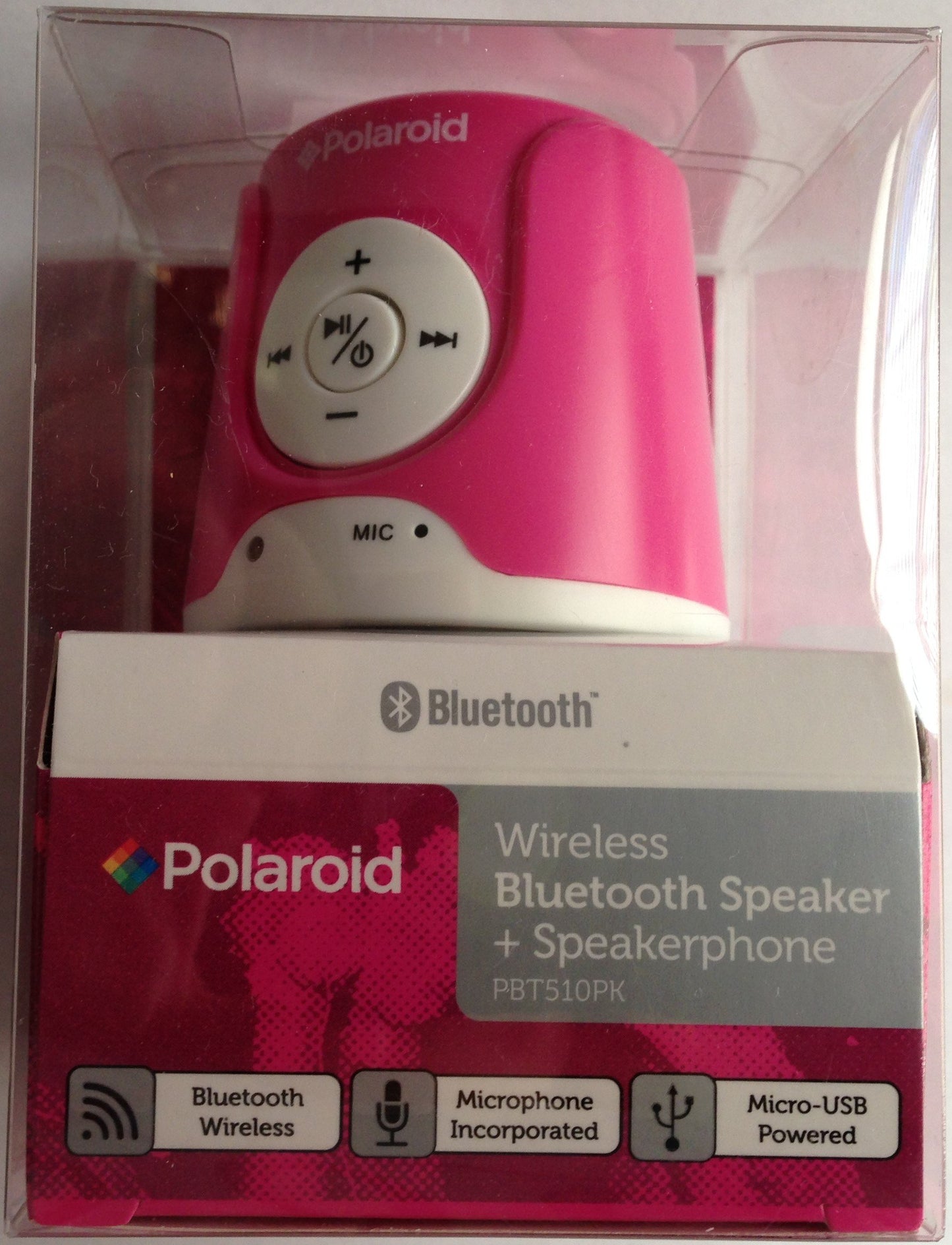 Polaroid Rechargeable Wireless Bluetooth Speaker with Mic-PINK