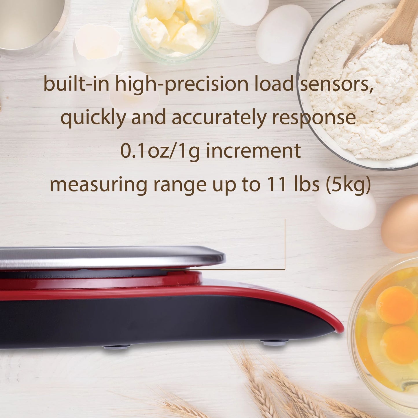 Mainstays Round Stainless Steel Digital Kitchen Scale, Red