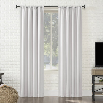 Sun Zero Avery 100% Blackout Rod Pocket Single Curtain Panel, 40" x 84", Pearl, Adult