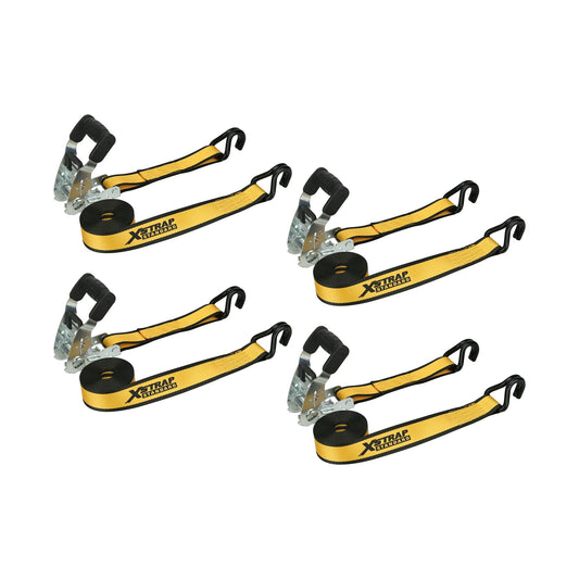 Xstrap brand 1.5” x 16' Tie-Downs Ratchet 1,100 lbs Work Load with DJ Hooks 4 - Pack