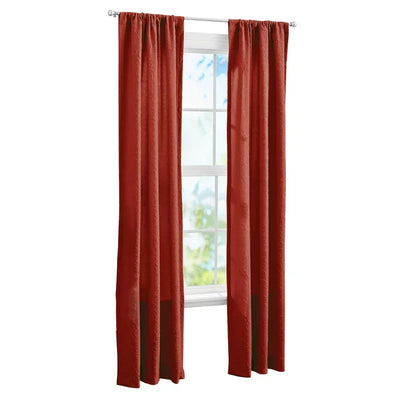 Mainstays Floral 84"Poletop Red Paprika , Set of 2 Curtain Panels , Microsculpt Floral , Polyester , Sheer