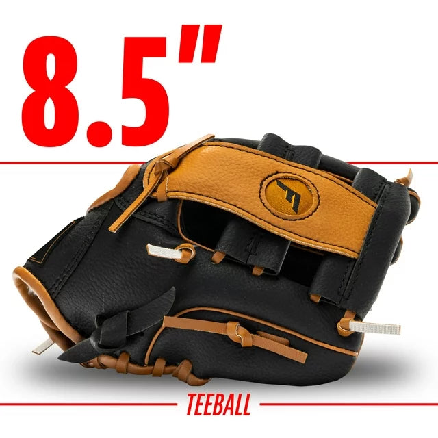 Franklin Sports 8.5 In. Performance Tee ball Glove, Black/Tan, Right Hand Throw - Fielding Glove