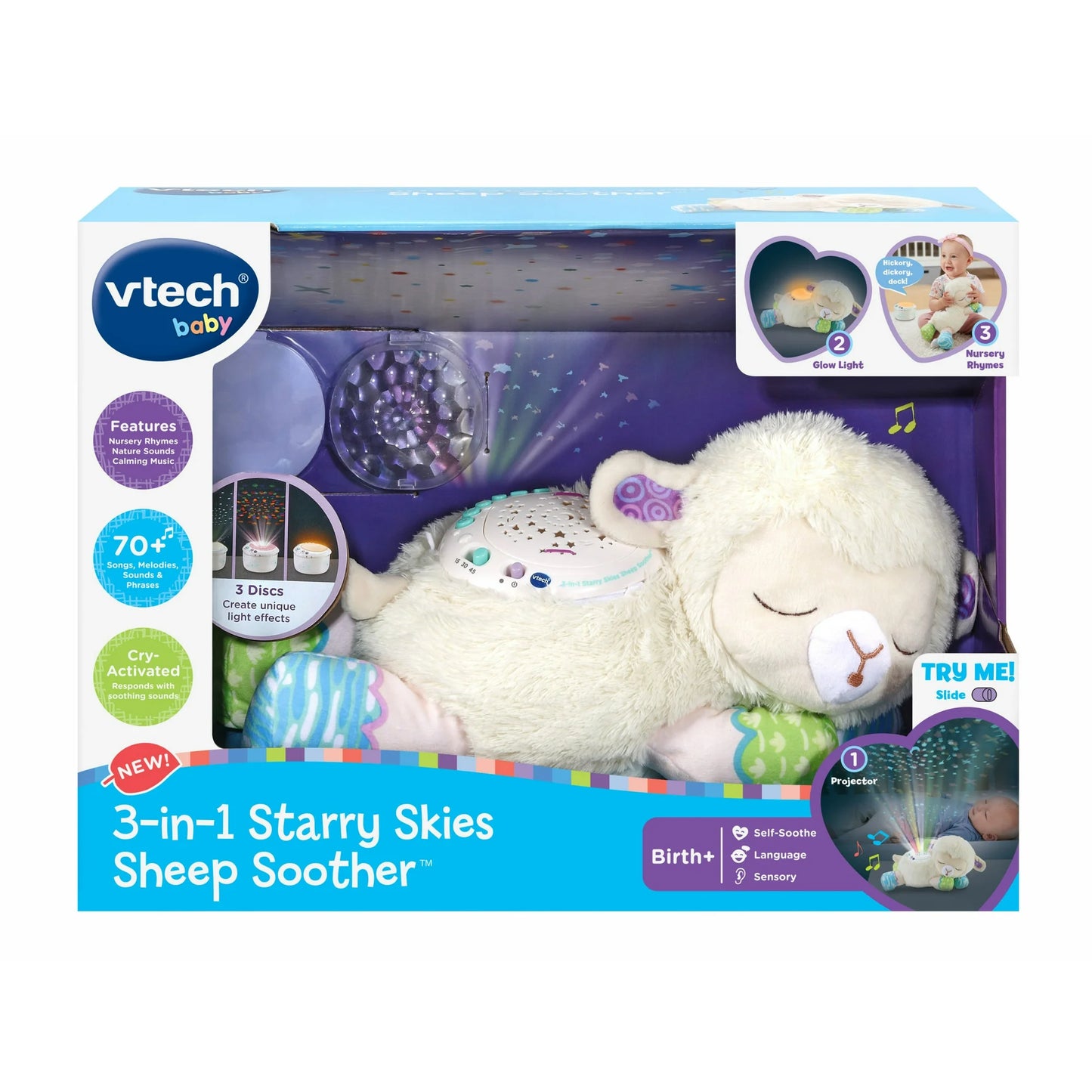 3-in-1 Starry Skies Sheep Soother Plush, Plastic with Accessories, Baby and Toddler Toys