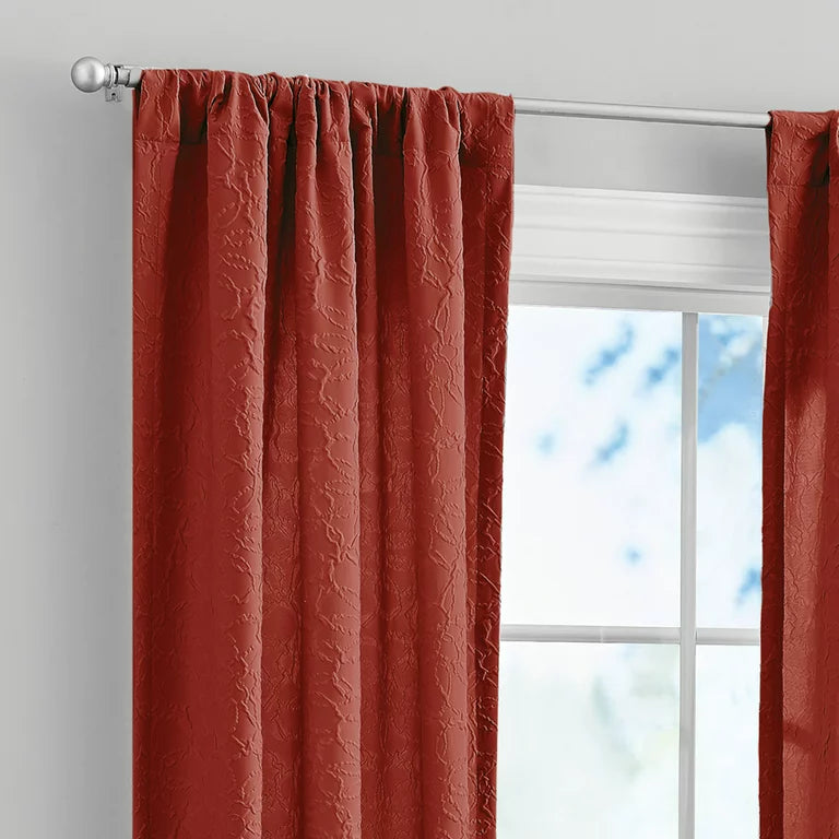 Mainstays Floral 84"Poletop Red Paprika , Set of 2 Curtain Panels , Microsculpt Floral , Polyester , Sheer