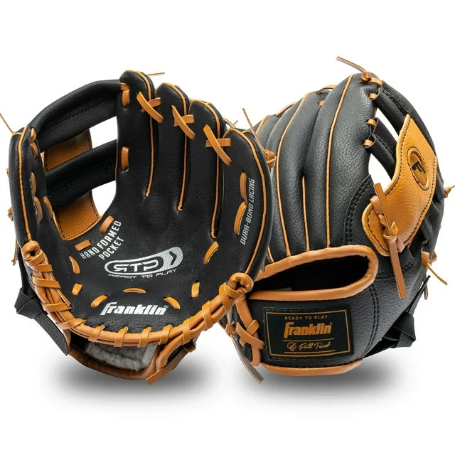 Franklin Sports 8.5 In. Performance Tee ball Glove Black Tan Right H Realmdrop Shop