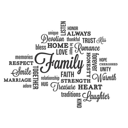 RoomMates Family Quote Peel and Stick Wall Decals, 7.5 in x 16.7 in