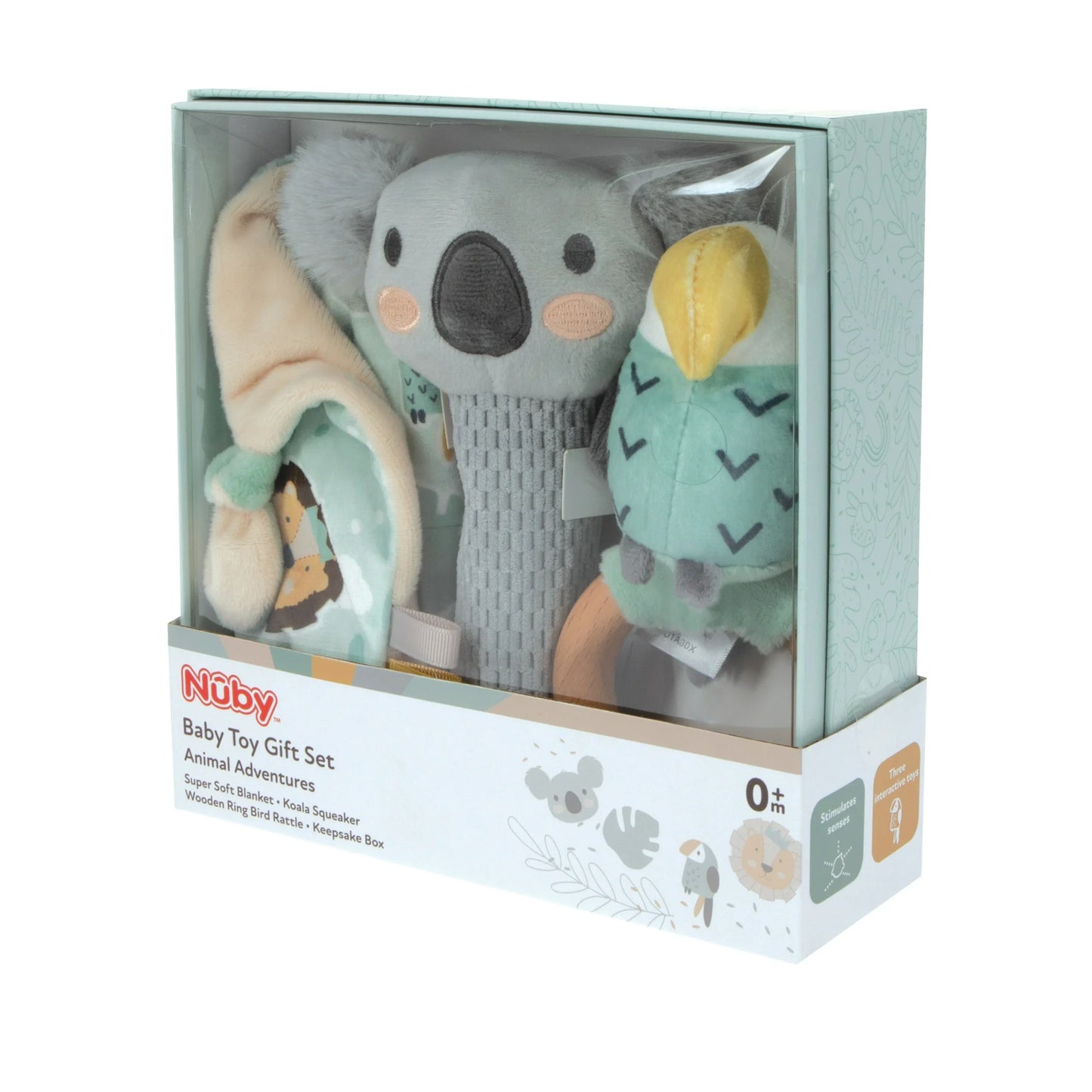 Nuby Animal Adventures Baby Toy Gift Set for Babies, 3 Count