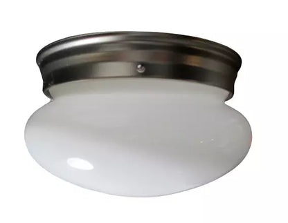 E Lighting Flush Ceiling Mount 9.5" Brushed Nickle w/Glass Dome Light Fixture