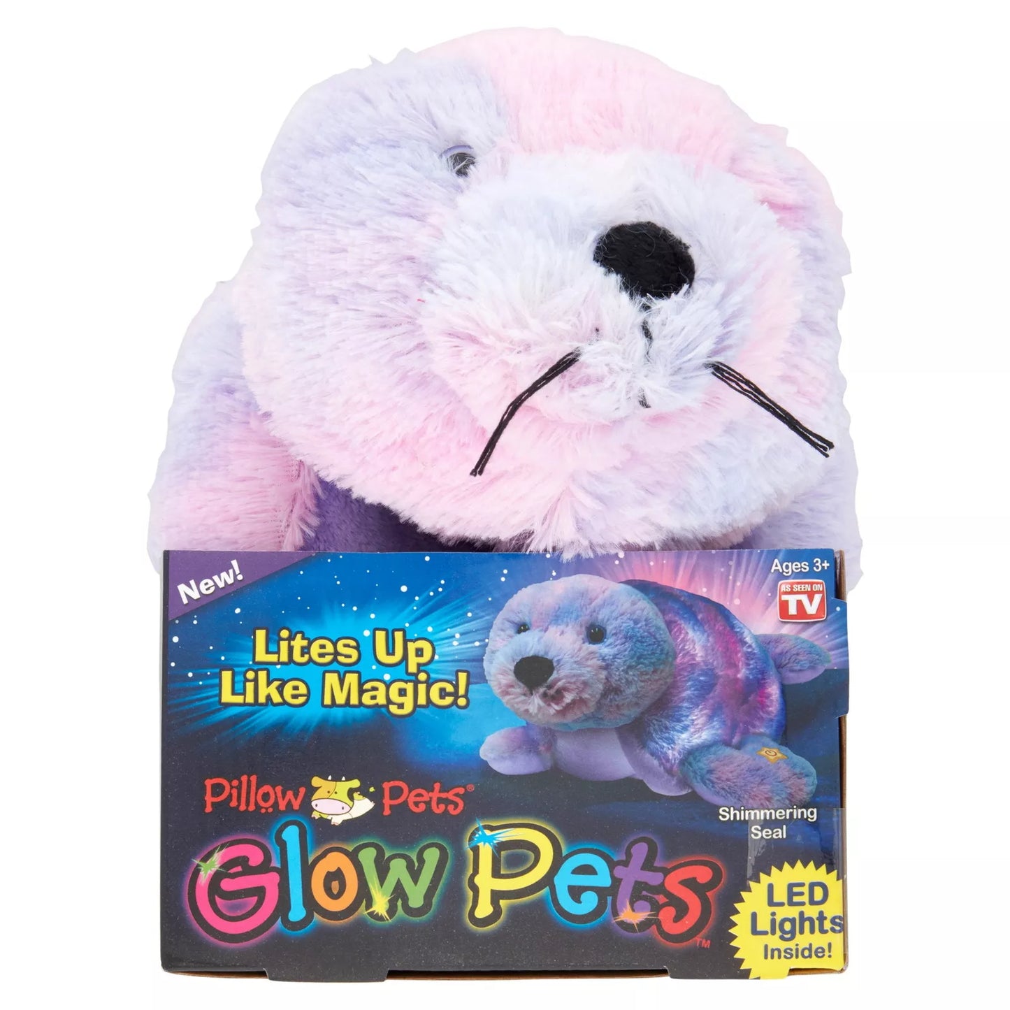 Sparkling Unicorn Pillow Pets Glow Pets LED Night Light 16” Plush Stuffed Animal