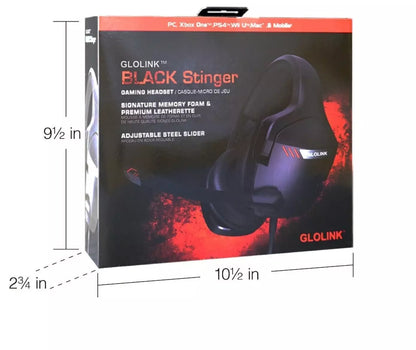 GLOLINK Black Stingers Gaming Headset for PC Xbox One PS4 Wii U Game Headphone With Microphone